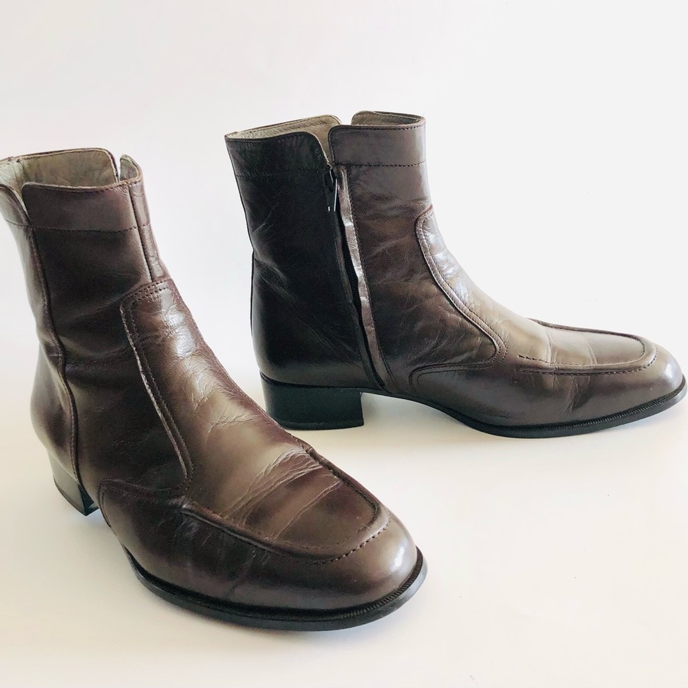 Botany 500 Leather Zip Up Ankle Boots Size 9.5 Wide